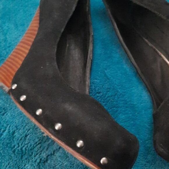 Dolce Vita Black Suede Leather Chunky Platform High Heel Pump Size 10 - Picture 6 of 16